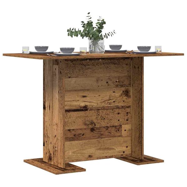 vidaXL Eettafel 110x60x75 cm bewerkt hout oud houtkleurig