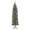 vidaXL Kunstmatige slanke kerstboom met 300 LED Groen en Wit 240 cm