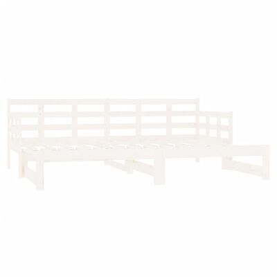 vidaXL Slaapbank uitschuifbaar massief grenenhout wit 2x(80x200) cm