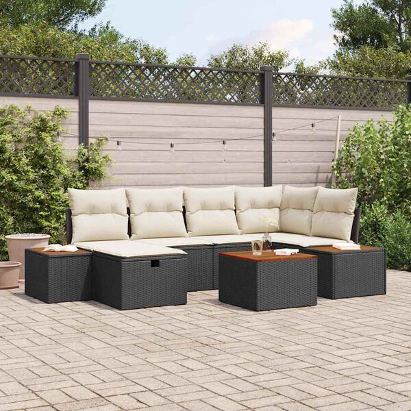 vidaXL Tuin Sofa Set met kussen 7 pcs Zwart 55 x 62 x 69 cm Poly riet