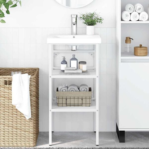 vidaXL Wastafelframe 40x38x83 cm ijzer wit