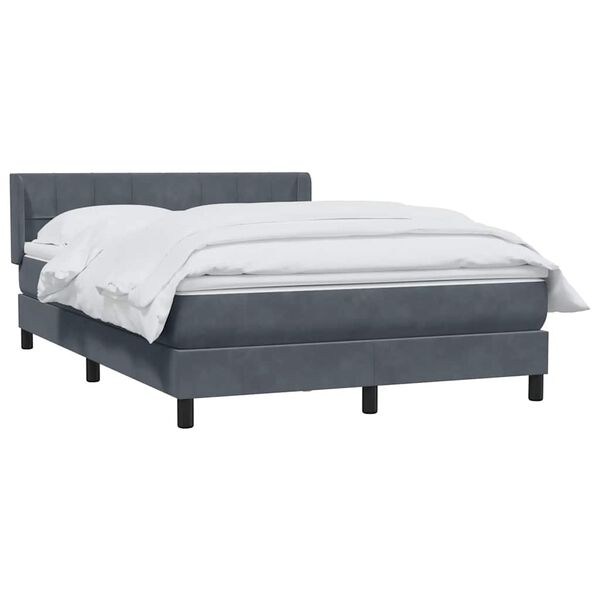 vidaXL Boxspring met matras fluweel donkergrijs 140x220 cm