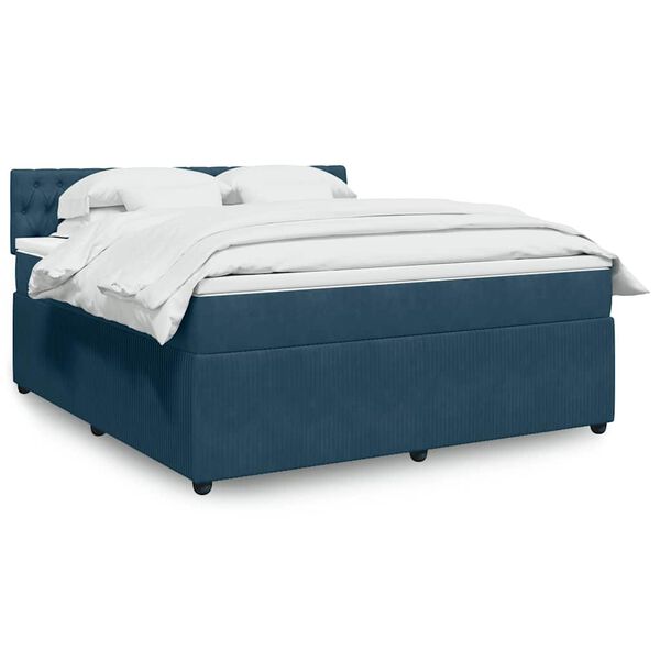 vidaXL Boxspring met matras fluweel blauw 180x200 cm