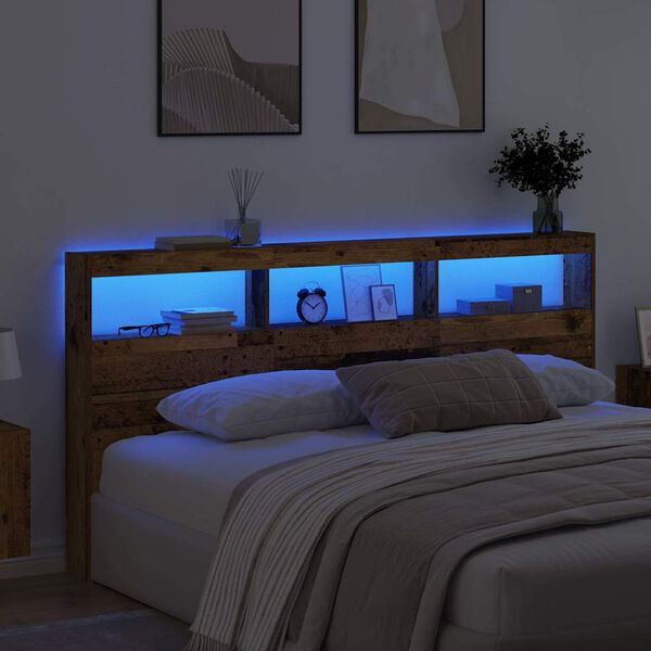 vidaXL Hoofdbord met plank Oud Hout 200 x 17 x 102 cm Bewerkt hout