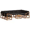 vidaXL Buiten bankenset 10 pcs Natuurlijk en Zwart Massief Acaciahout