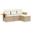 vidaXL 4-delige Loungeset met kussens poly rattan beige