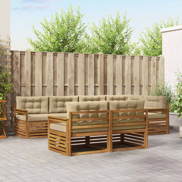 vidaXL Buiten bankenset met kussen 7 pcs Natuurlijk en Beige