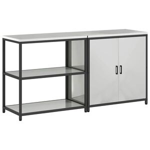 vidaXL Keukenopslag set met plank 2 pcs Zilver Gegalvaniseerd staal