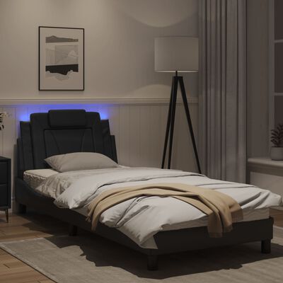 vidaXL Bedframe met LED-verlichting kunstleer zwart 90x190 cm