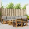vidaXL Sofa-Sets 9 pcs Natuurlijk en Lichtgrijs Massief Acaciahout