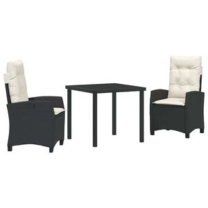 vidaXL Tuin eettafelset met kussen 5 pcs Zwart poly rattan