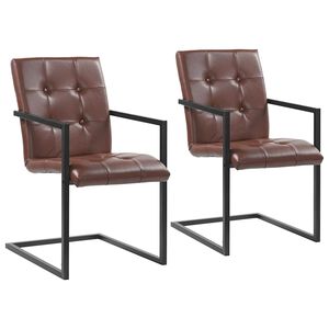 vidaXL Eetkamerstoelen 2 st echt leer bruin