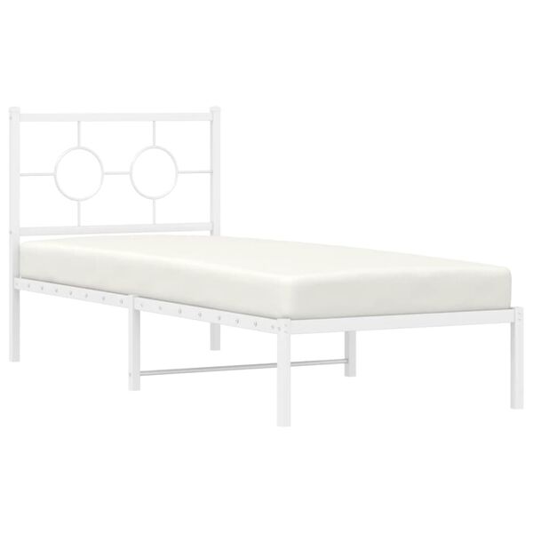vidaXL Bedframe met hoofdbord metaal wit 80x200 cm