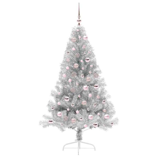 vidaXL Kunstmatig Voorverlicht Kerstboom met 300 LED Zilver 180 cm PET
