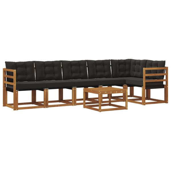 vidaXL Buiten bankenset met kussen 7 pcs Natuurlijk en Zwart
