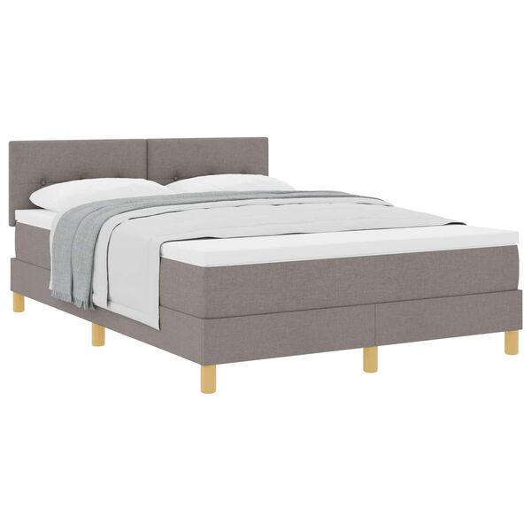 vidaXL Boxspringbed met kussen met hoofdeinde Taupe 140 x 200 cm Stof