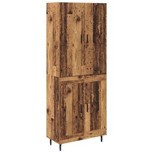 vidaXL Hoge kast 2 pcs Oud Hout Geengineerd Hout en Glas