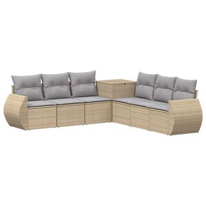vidaXL Bankstel 7 st Beige en Licht Grijs Poly Rattan en Staal