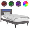 vidaXL Bedframe met LED-stripverlichting Grijs 100 x 200 cm Kunstleer
