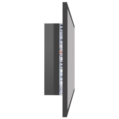 vidaXL Badkamerspiegel LED 80x8,5x37 cm spaanplaat hoogglans grijs