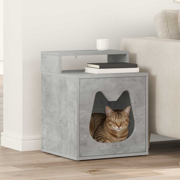 vidaXL Kattenhuis Beton 42,5 x 40 x 53,5 cm Bewerkt hout