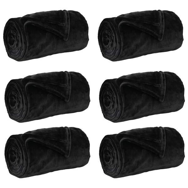 vidaXL Kleden 6 pcs Zwart 240 x 270 cm Fleece