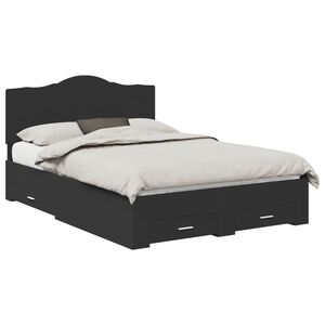 vidaXL Bedframe met hoofdeinde Zwart 140 x 190 cm Bewerkt hout