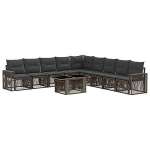 vidaXL Tuinbankenset 10 st Grijs en Donkergrijs poly rattan