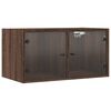 vidaXL Wandkasten met glazen deuren 2 st 68,5x37x35 cm bruineikenkleur