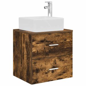 vidaXL Wandgemonteerde wastafelmeubel Gerookt eiken 49,5 x 41 x 63 cm