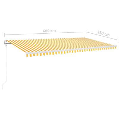 vidaXL Luifel automatisch met LED en windsensor 600x350 cm geel en wit