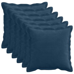 vidaXL Kussensloop 6 st HOUTEN Marineblauw 30 x 30 cm corduroy