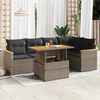 vidaXL 6-delige Loungeset met kussens poly rattan acacia grijs