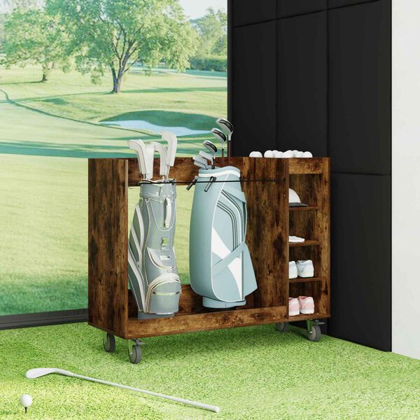 vidaXL Golfkast met wiel Effen Gerookt eiken 120 x 45 x 98 cm