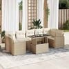 vidaXL 8-delige Loungeset met kussens poly rattan beige