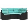 vidaXL Bankstel met kussen 4 pcs Zwart poly rattan