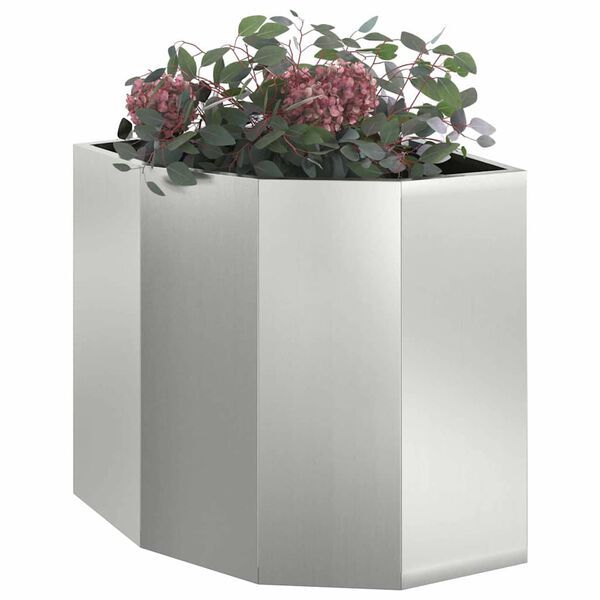 vidaXL Hoek Plantbak Zilver 45 x 45 x 50 cm Gegalvaniseerd staal