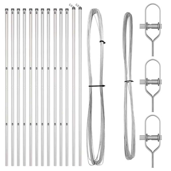 vidaXL Hekpalen 13 pcs Zilver Ø32mm 150 cm Gegalvaniseerd staal