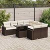 vidaXL 9-delige Loungeset met kussens poly rattan bruin