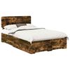 vidaXL Bedframe met lade Gerookt eiken 135 x 190 cm Bewerkt hout