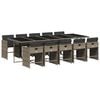 vidaXL 11-delige Tuinset met kussens poly rattan grijs