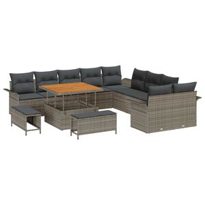 vidaXL Tuin Sofa Set met kussen met opslag 13 pcs Grijs