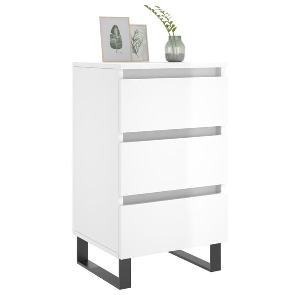 vidaXL Nachtkastjes 2 st 40x35x69 cm bewerkt hout hoogglans wit