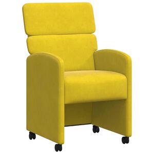 vidaXL Eetkamerstoelen met Wieltjes 2 st Fluweel Geel 58 x 65 x 98 cm
