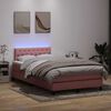 vidaXL Boxspring met matras en LED fluweel roze 120x220 cm