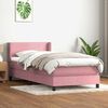 vidaXL Boxspring met matras fluweel roze 80x220 cm