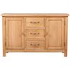 vidaXL Dressoir met 3 lades 110x33,5x70 cm massief eikenhout