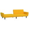 vidaXL Slaapbank 2-zits met voetenbank fluweel geel
