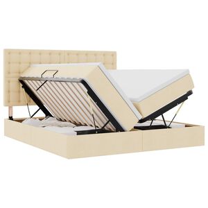 vidaXL Opslag bed met hoofdeinde met opslag Cr&egrave;me 180 x 200 cm Stof
