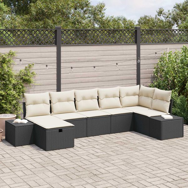 vidaXL Bankstel met kussen 8 pcs poly rattan